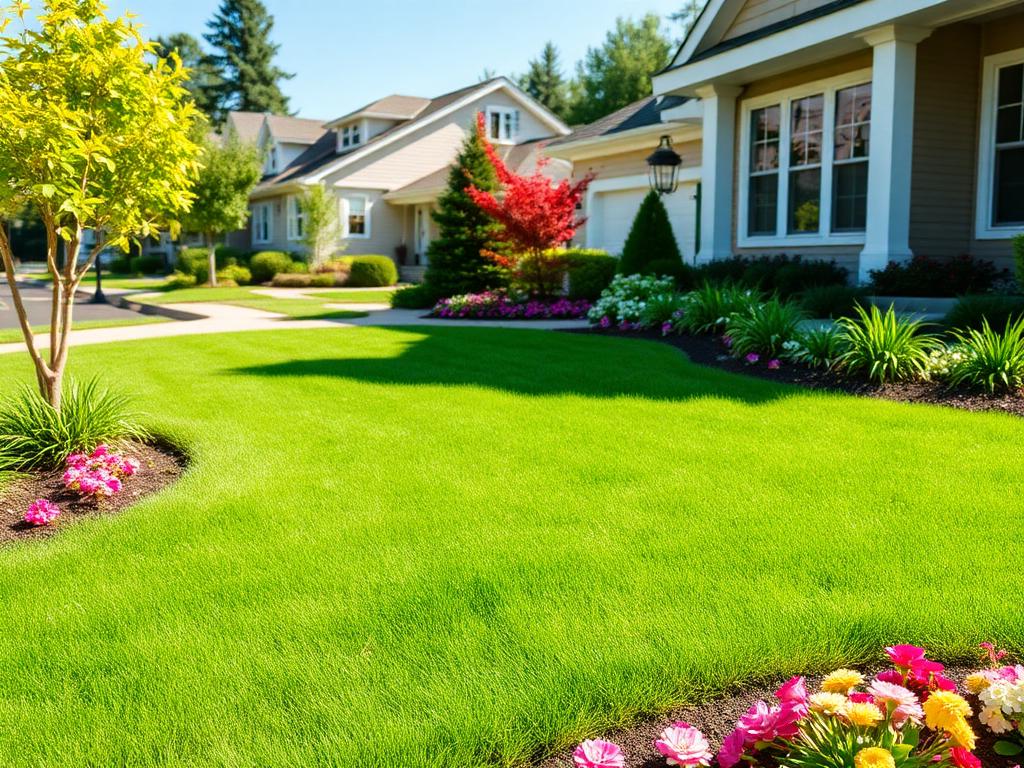 Lush residential lawn maintained by Wells Landscaping